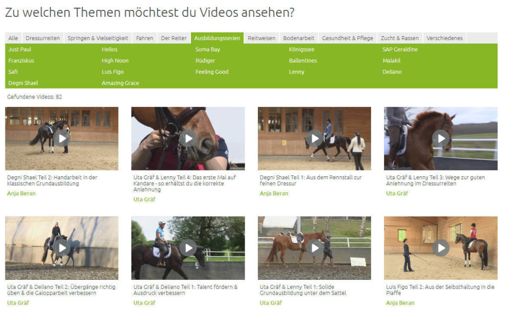 Wehorse Video-Auswahl