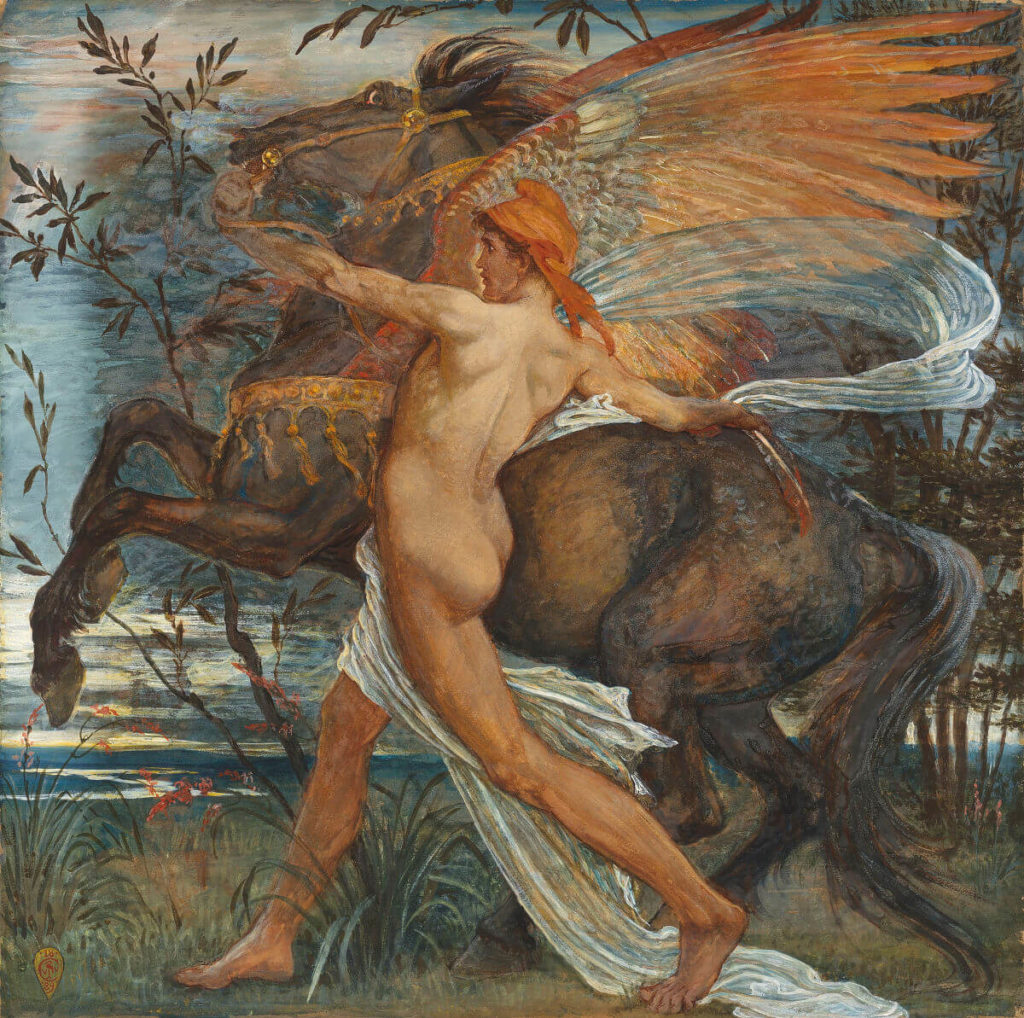 Das berühmte geflügelte Pferd Pegasus - Gemalt von Walter Crane